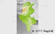 Physical 3D Map of Tunisia, desaturated