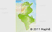 Physical 3D Map of Tunisia, lighten, land only