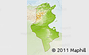 Physical 3D Map of Tunisia, lighten