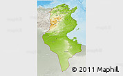 Physical 3D Map of Tunisia, lighten, semi-desaturated, land only