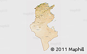 Satellite 3D Map of Tunisia, cropped outside