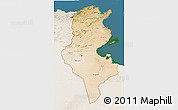 Satellite 3D Map of Tunisia, lighten, land only
