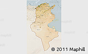 Satellite 3D Map of Tunisia, lighten