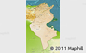Satellite 3D Map of Tunisia, physical outside, satellite sea