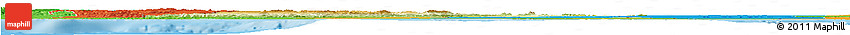 Physical Horizon Map of Tunisia, political outside, shaded relief sea
