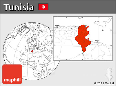 Blank Location Map of Tunisia