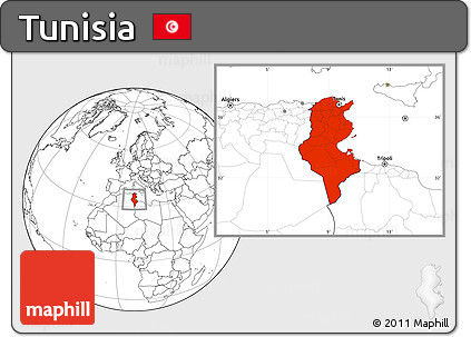 Blank Location Map of Tunisia