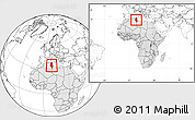 Blank Location Map of Tunisia, highlighted continent, within the entire continent