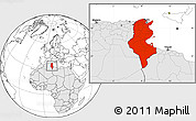 Blank Location Map of Tunisia, highlighted continent