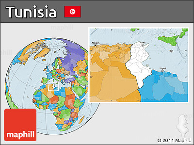Blank Location Map of Tunisia, political outside
