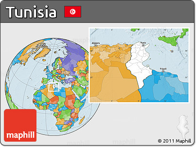 Blank Location Map of Tunisia, political outside