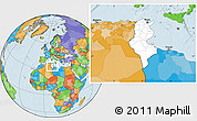 Blank Location Map of Tunisia, political outside