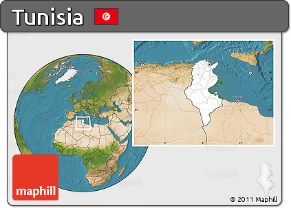 Blank Location Map of Tunisia, satellite outside