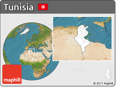 Blank Location Map of Tunisia, satellite outside