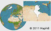 Blank Location Map of Tunisia, satellite outside