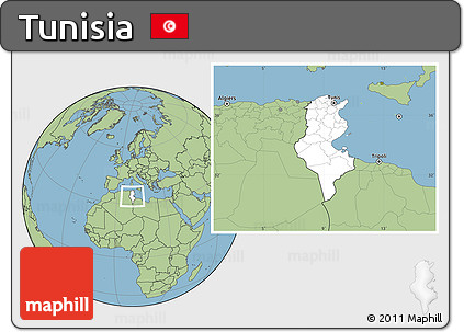 Blank Location Map of Tunisia, savanna style outside