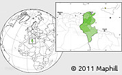 Political Location Map of Tunisia, blank outside