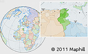 Political Location Map of Tunisia, lighten