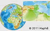 Political Location Map of Tunisia, physical outside