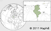 Savanna Style Location Map of Tunisia, blank outside, hill shading inside