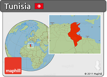 Savanna Style Location Map of Tunisia
