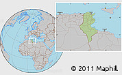 Savanna Style Location Map of Tunisia, gray outside