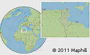 Savanna Style Location Map of Tunisia, hill shading inside