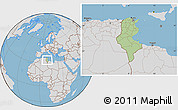 Savanna Style Location Map of Tunisia, lighten, desaturated, land only