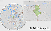 Savanna Style Location Map of Tunisia, lighten, desaturated