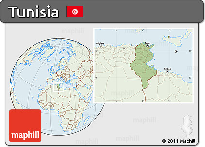 Savanna Style Location Map of Tunisia, lighten