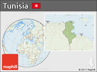 Savanna Style Location Map of Tunisia, lighten