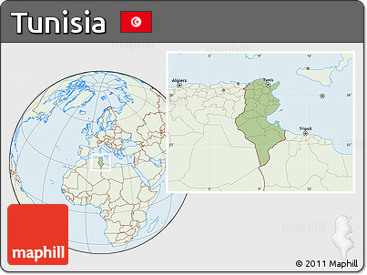 Savanna Style Location Map of Tunisia, lighten