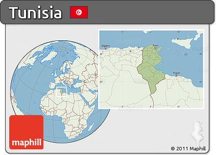Savanna Style Location Map of Tunisia, lighten, land only