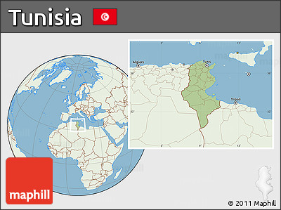Savanna Style Location Map of Tunisia, lighten, land only