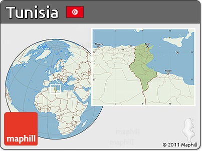 Savanna Style Location Map of Tunisia, lighten, land only