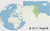 Savanna Style Location Map of Tunisia, lighten, land only