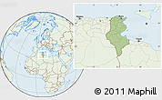 Savanna Style Location Map of Tunisia, lighten