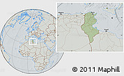 Savanna Style Location Map of Tunisia, lighten, semi-desaturated, hill shading