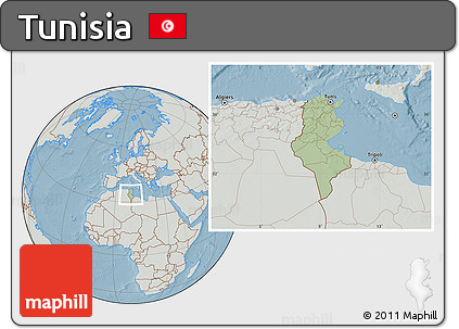 Savanna Style Location Map of Tunisia, lighten, semi-desaturated, land only, hill shading