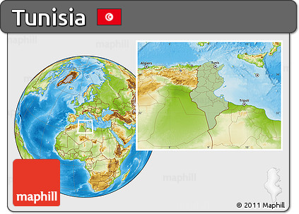 Savanna Style Location Map of Tunisia, physical outside