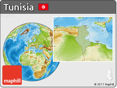 Savanna Style Location Map of Tunisia, physical outside