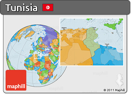 Savanna Style Location Map of Tunisia, political outside