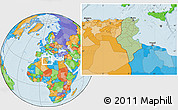 Savanna Style Location Map of Tunisia, political outside