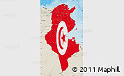 Flag Map of Tunisia, shaded relief outside