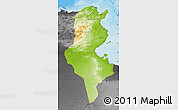 Physical Map of Tunisia, darken, desaturated, land only