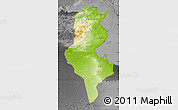 Physical Map of Tunisia, darken, desaturated