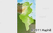 Physical Map of Tunisia, darken, land only