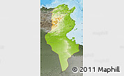 Physical Map of Tunisia, darken, semi-desaturated, land only