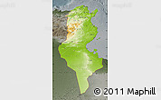 Physical Map of Tunisia, darken, semi-desaturated