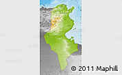 Physical Map of Tunisia, desaturated, land only
